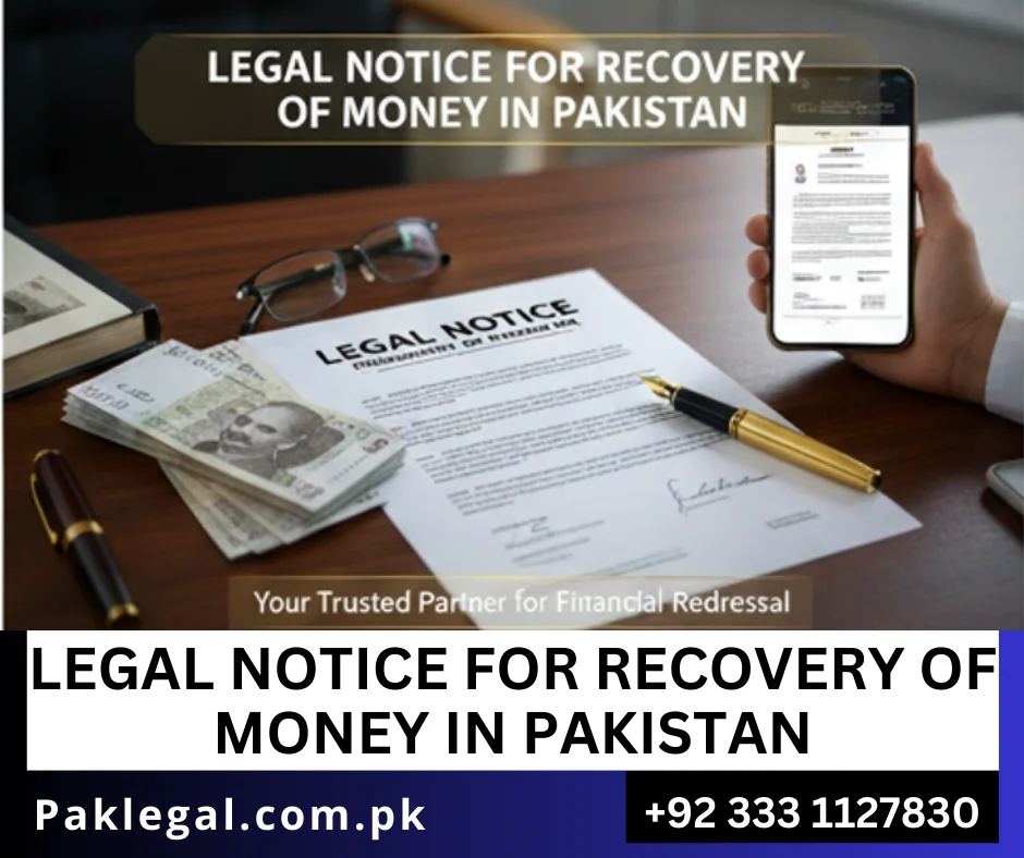 legal notice for recovery of money Pakistan